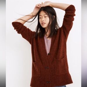 MADEWELL Red Wool Alpaca Allston Double-Button Cardigan Sweater Size XS